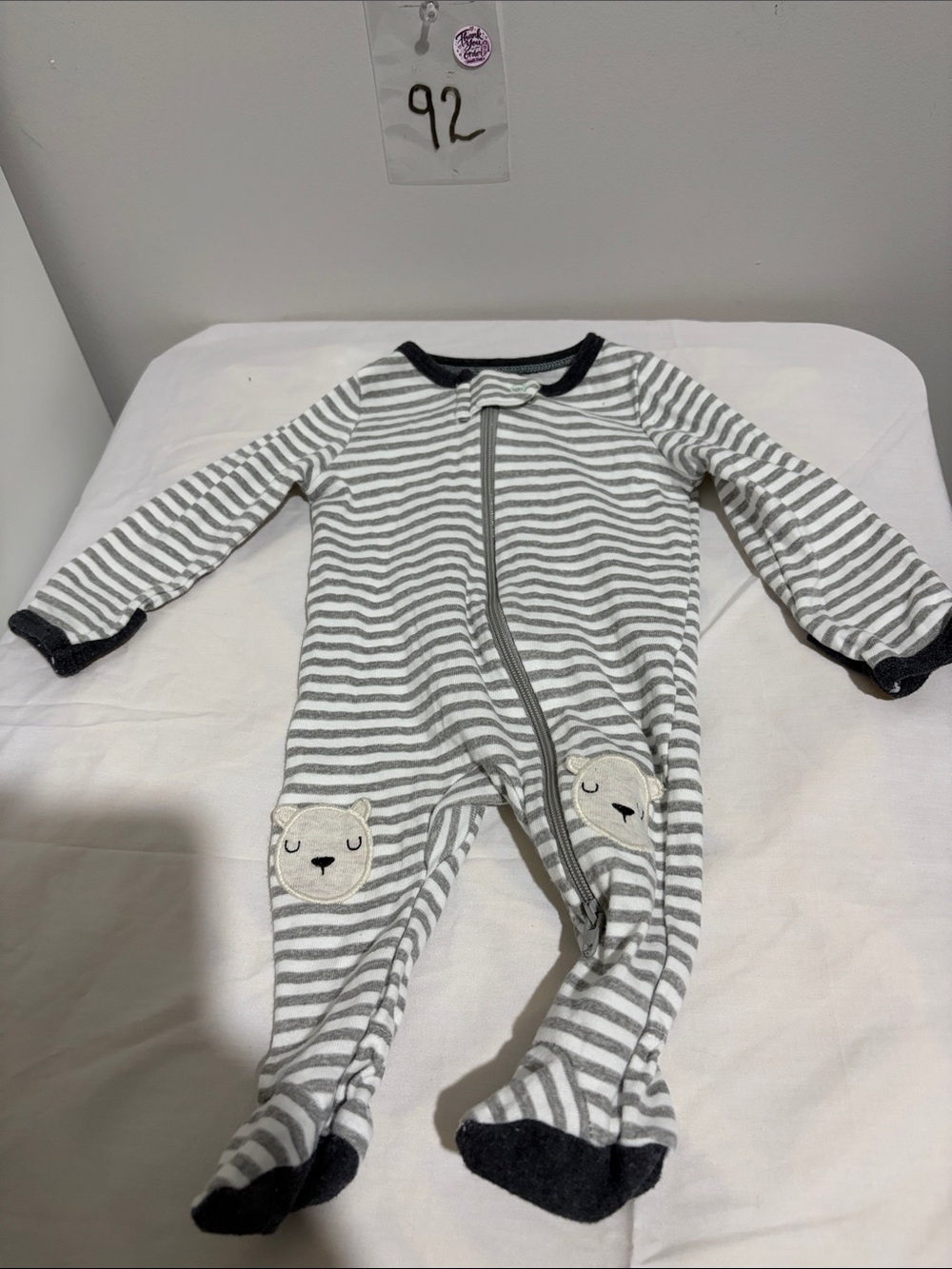 cloud island Gray & White Striped Footed One-Piece